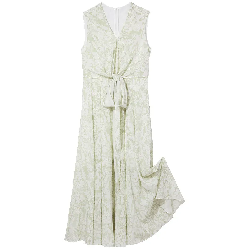 16 Momme Floral Printed Sleeveless Silk Maxi Dress