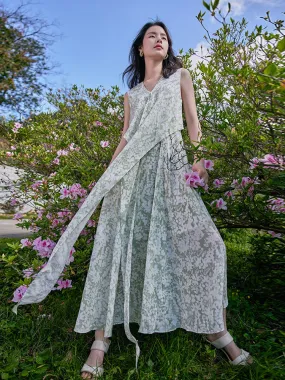 16 Momme Floral Printed Sleeveless Silk Maxi Dress