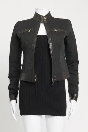 2000 Black Tom Ford Monogram Preowned Cropped Biker Jacket