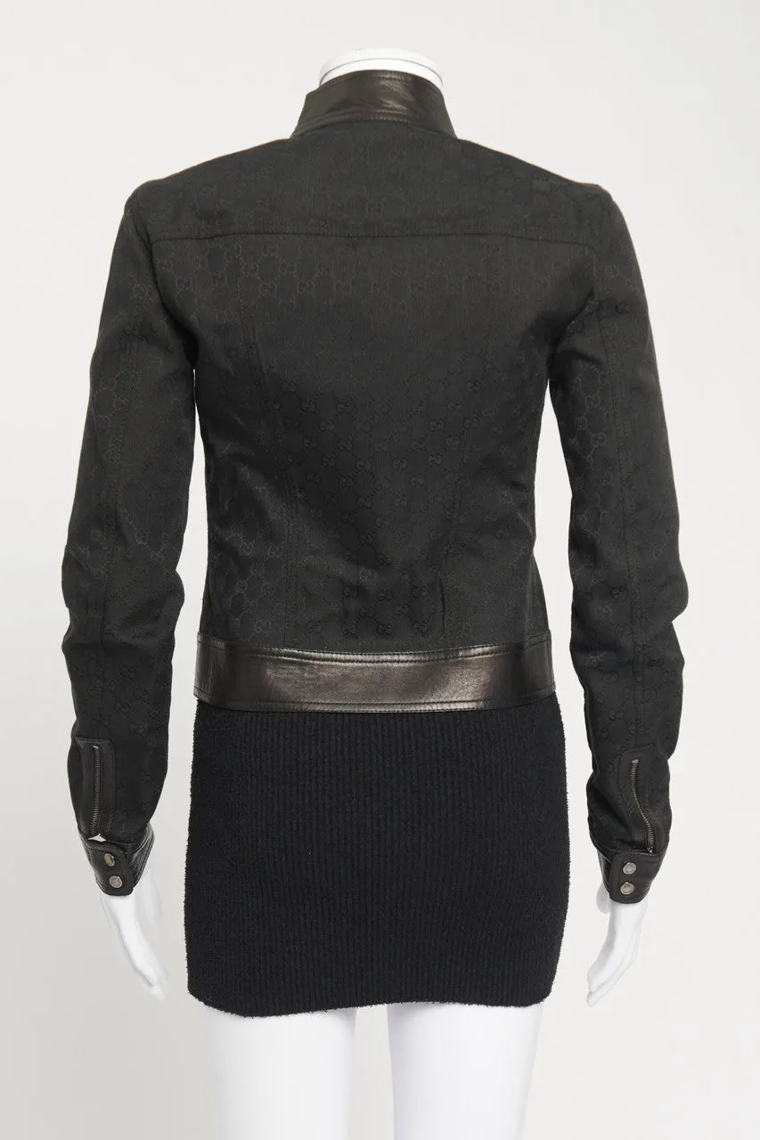 2000 Black Tom Ford Monogram Preowned Cropped Biker Jacket