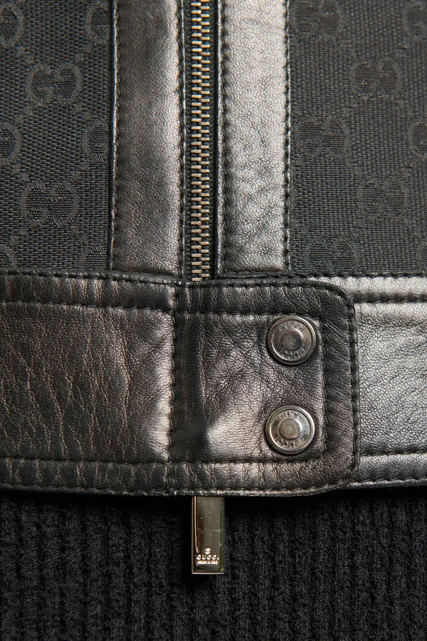 2000 Black Tom Ford Monogram Preowned Cropped Biker Jacket