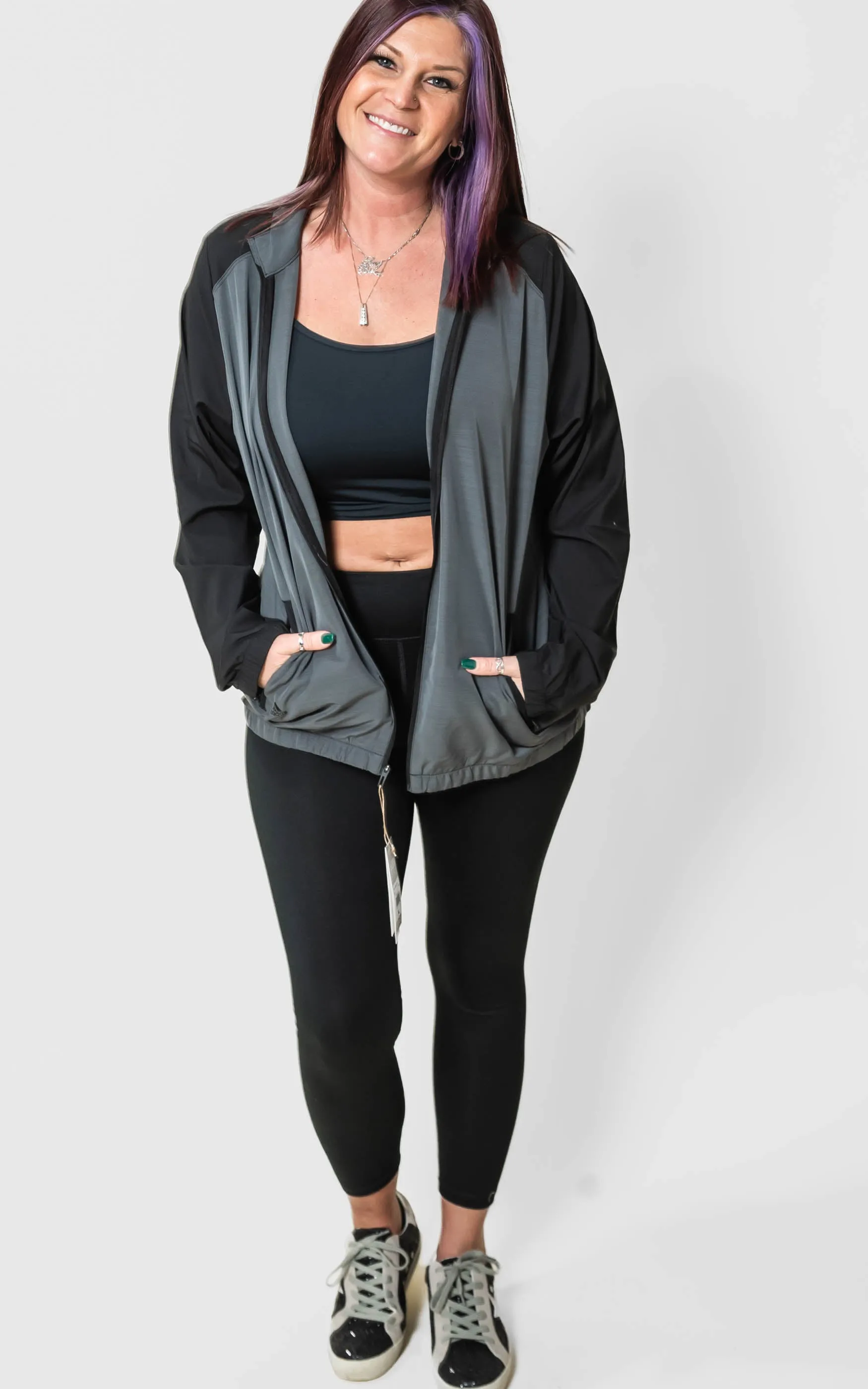 Adidas - Women's Heather Block Full-Zip Wind Jacket** - Final Sale