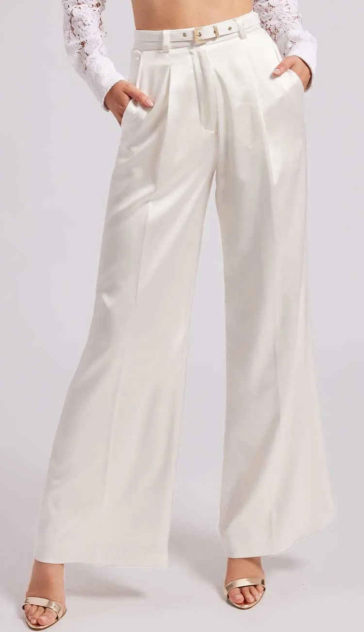 Alexia Satin Pants - White