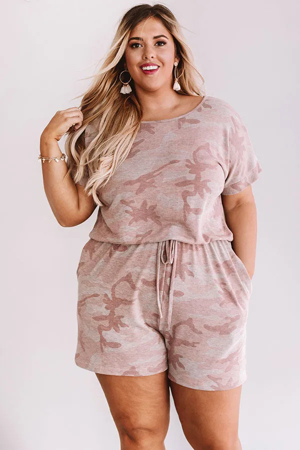 All Caught Up Camo Romper In Blush Curves
