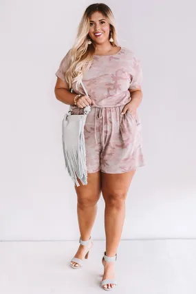 All Caught Up Camo Romper In Blush Curves