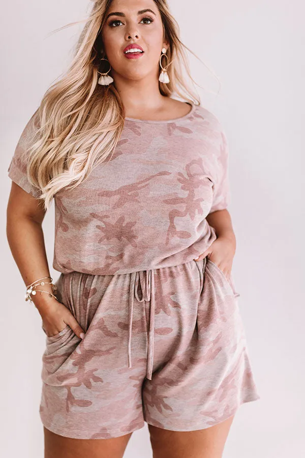 All Caught Up Camo Romper In Blush Curves
