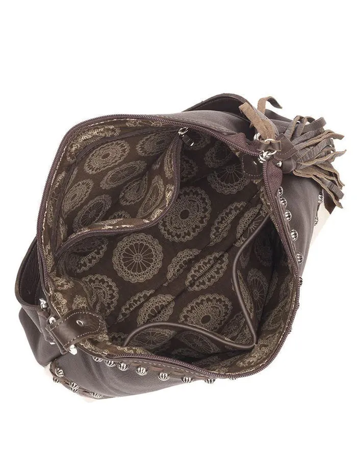 American West 1050381 Ladies Wild Horses Zip Top Shoulder Bag Pony Hair On