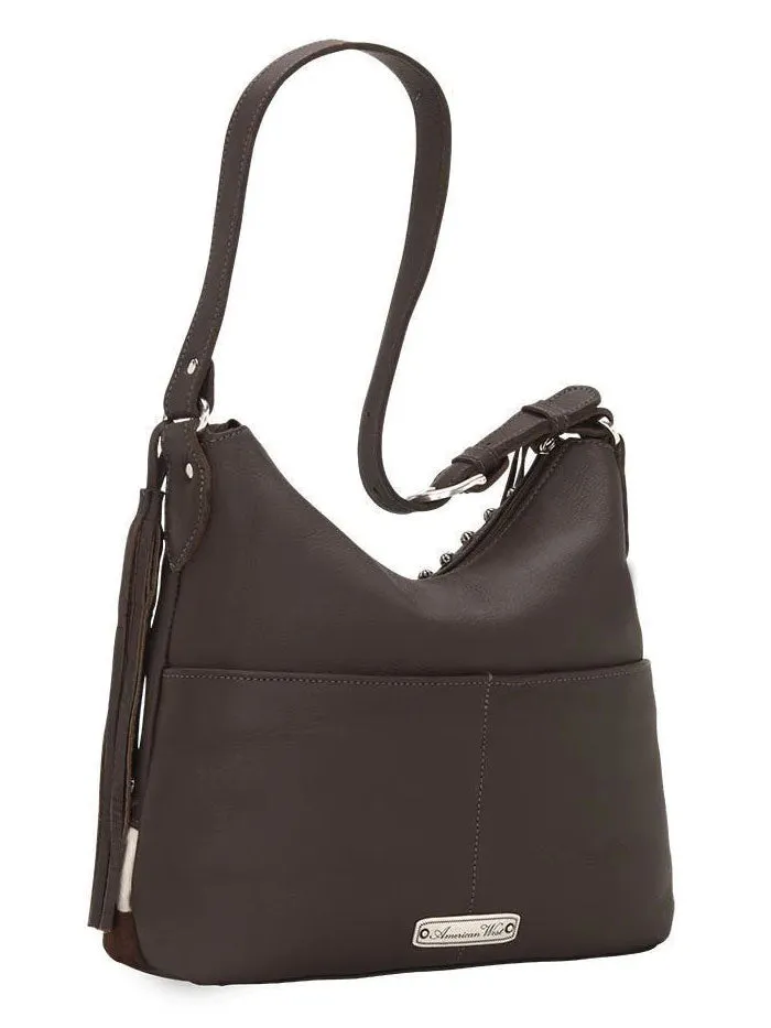 American West 1050381 Ladies Wild Horses Zip Top Shoulder Bag Pony Hair On