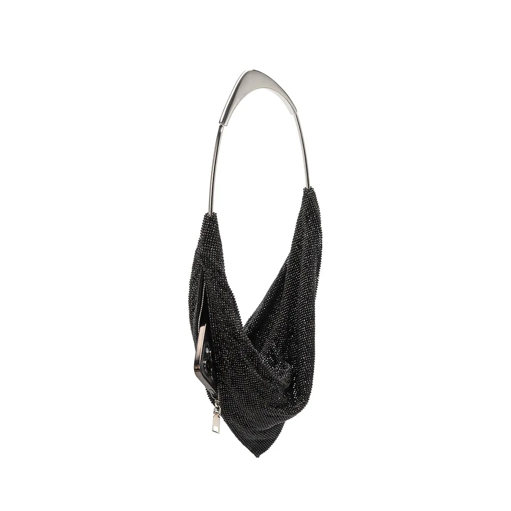 Athena Gold Crystal Mesh Top Handle Bag