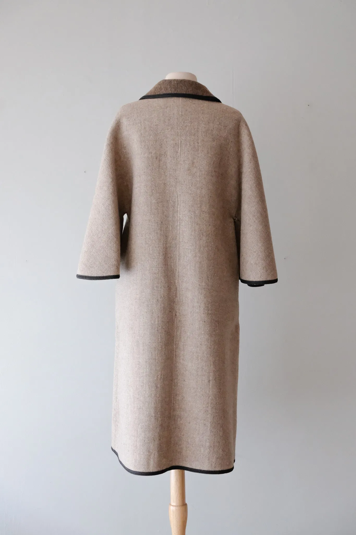 Awesome 1960's Reversible Grey Brown Wool Swing Coat / Sz M