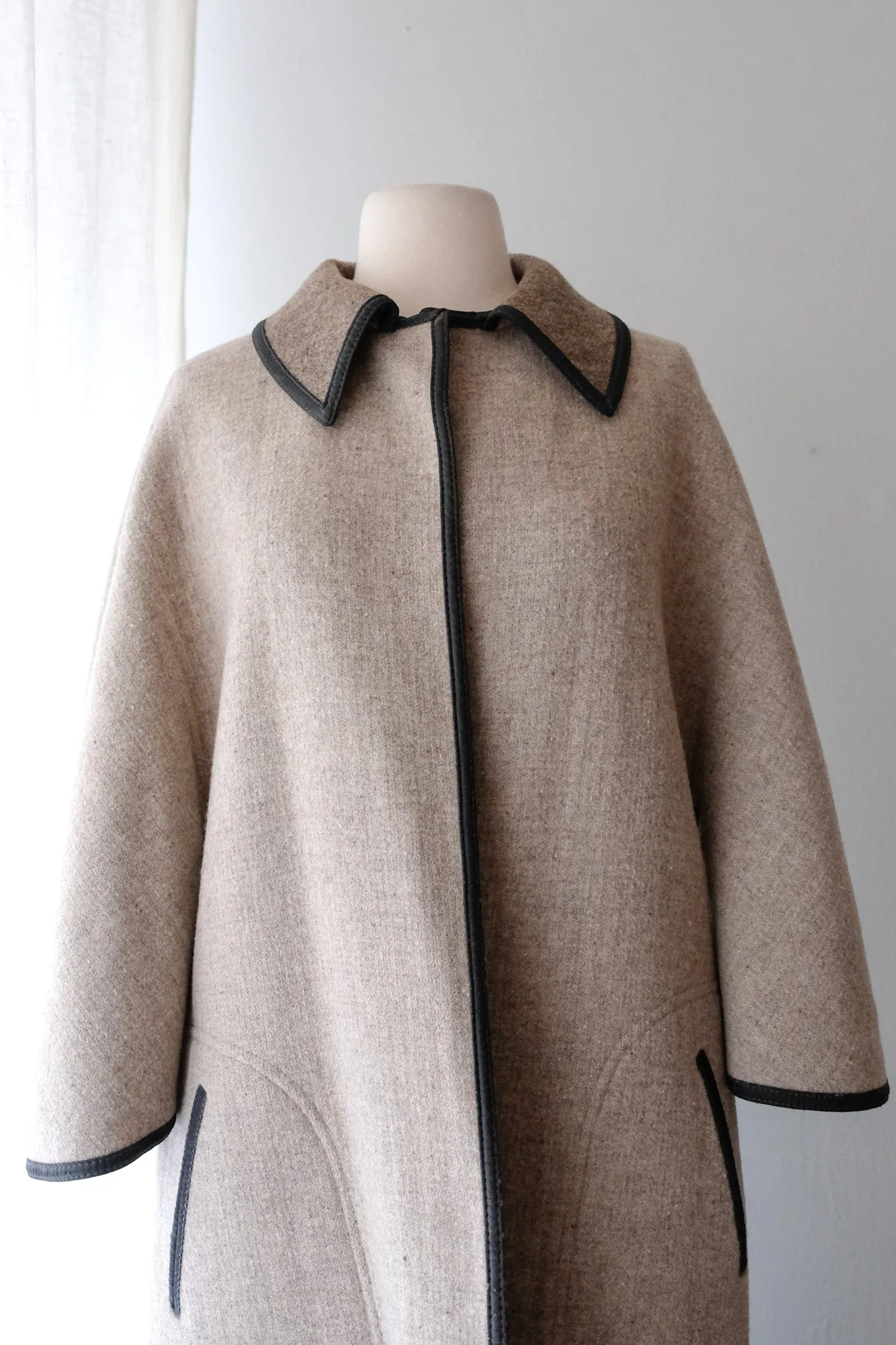 Awesome 1960's Reversible Grey Brown Wool Swing Coat / Sz M