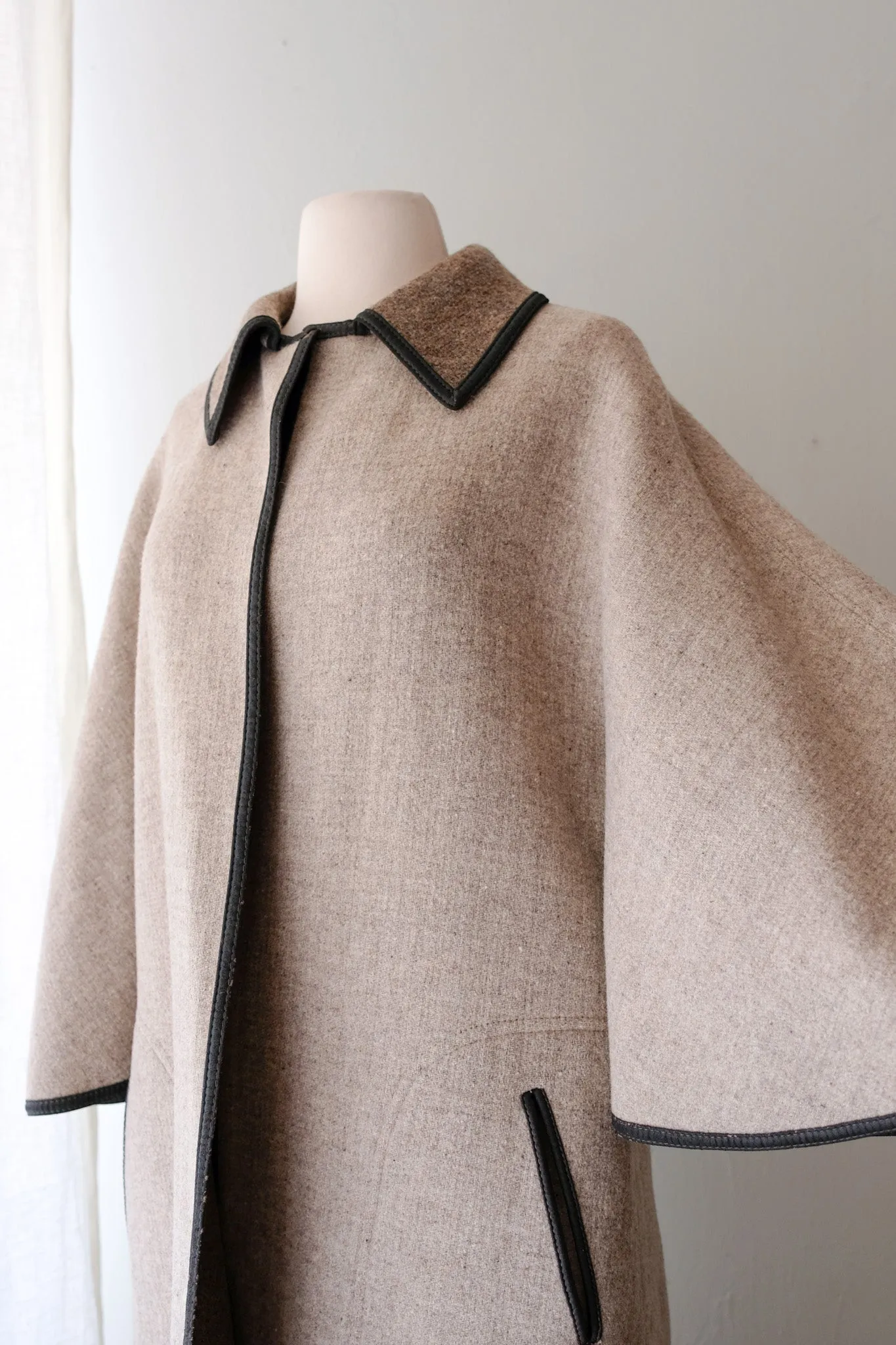 Awesome 1960's Reversible Grey Brown Wool Swing Coat / Sz M