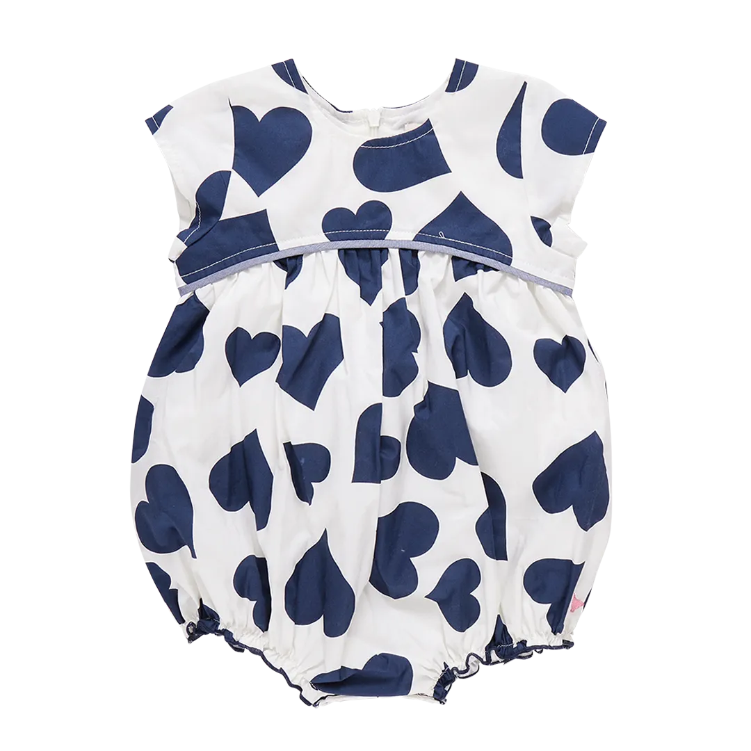 Baby Girls Sana Bubble - Navy Toss Hearts