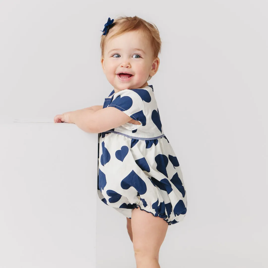 Baby Girls Sana Bubble - Navy Toss Hearts