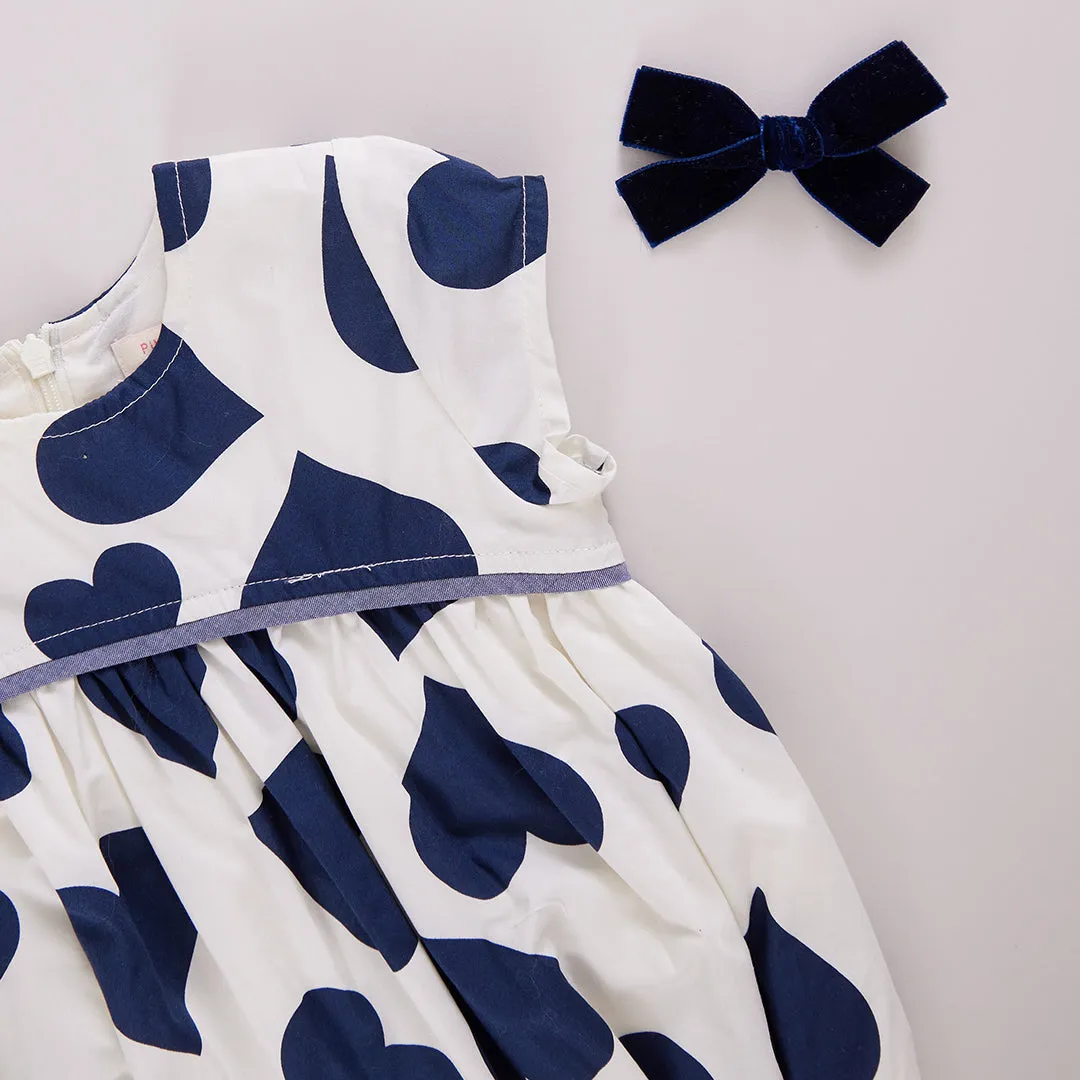 Baby Girls Sana Bubble - Navy Toss Hearts