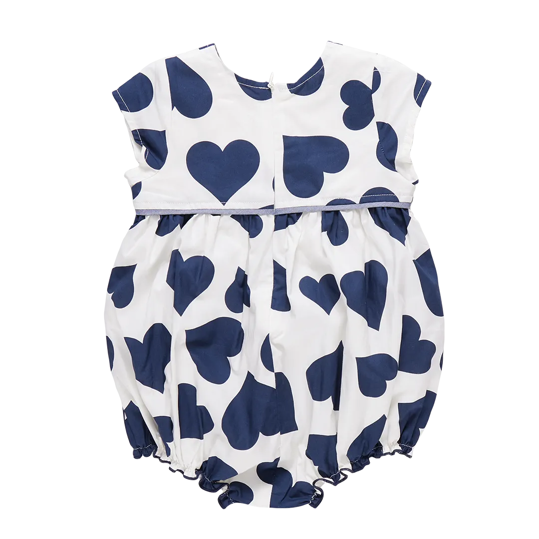 Baby Girls Sana Bubble - Navy Toss Hearts