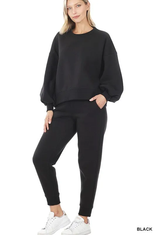 Balloon Sleeve Sweatshirt & Sweatpants Set (DS)