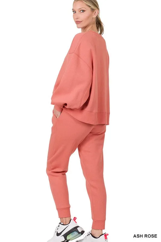 Balloon Sleeve Sweatshirt & Sweatpants Set (DS)