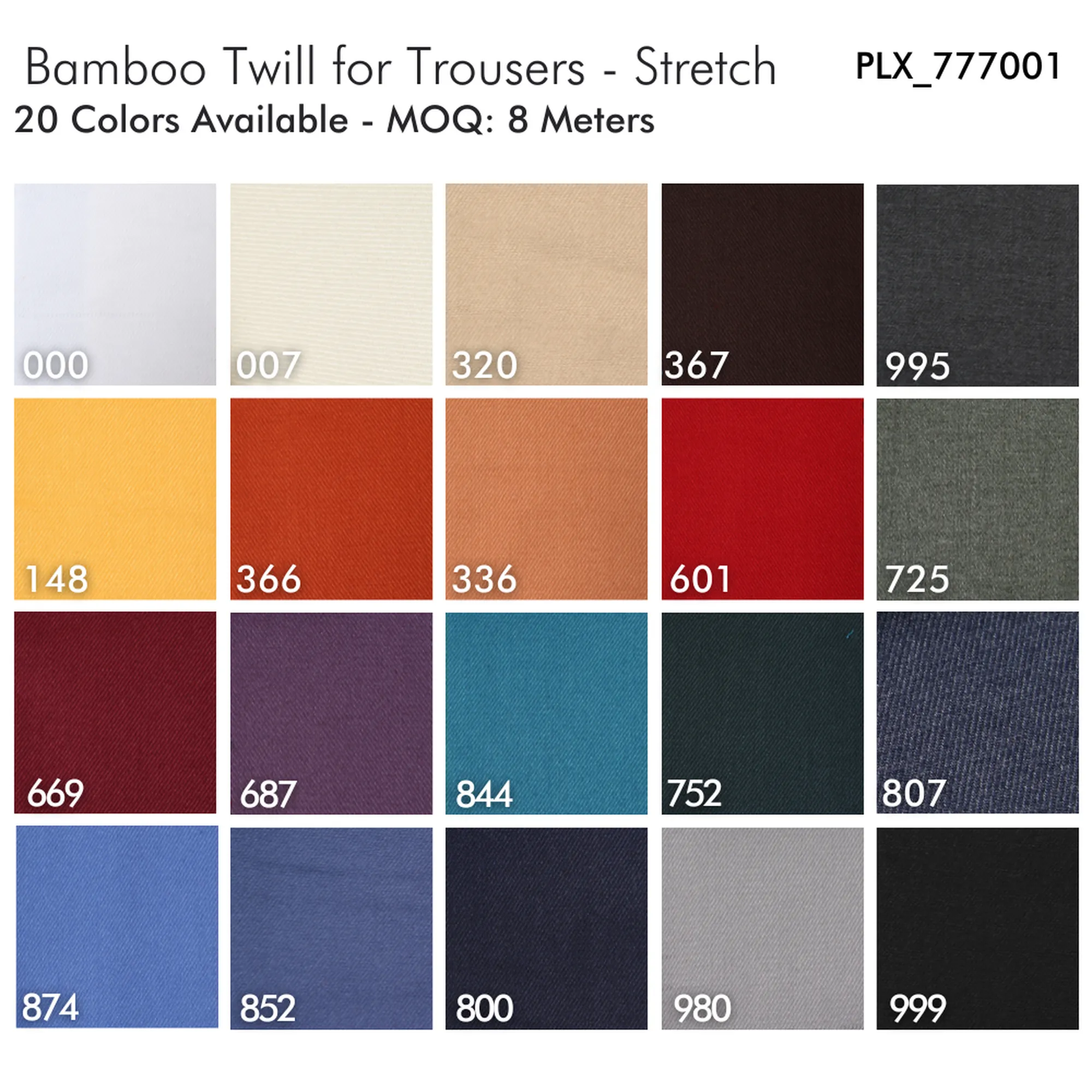 Bamboo Twill for Trousers - Stretch - Optical White (1 Meter Remnant)