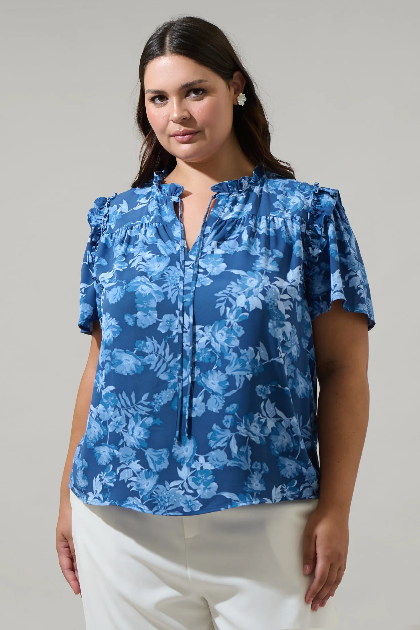 Bary Floral Danielle Ruffle Blouse Curve