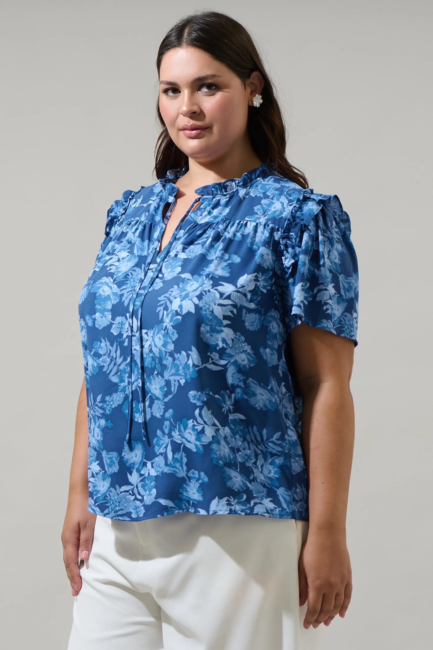 Bary Floral Danielle Ruffle Blouse Curve