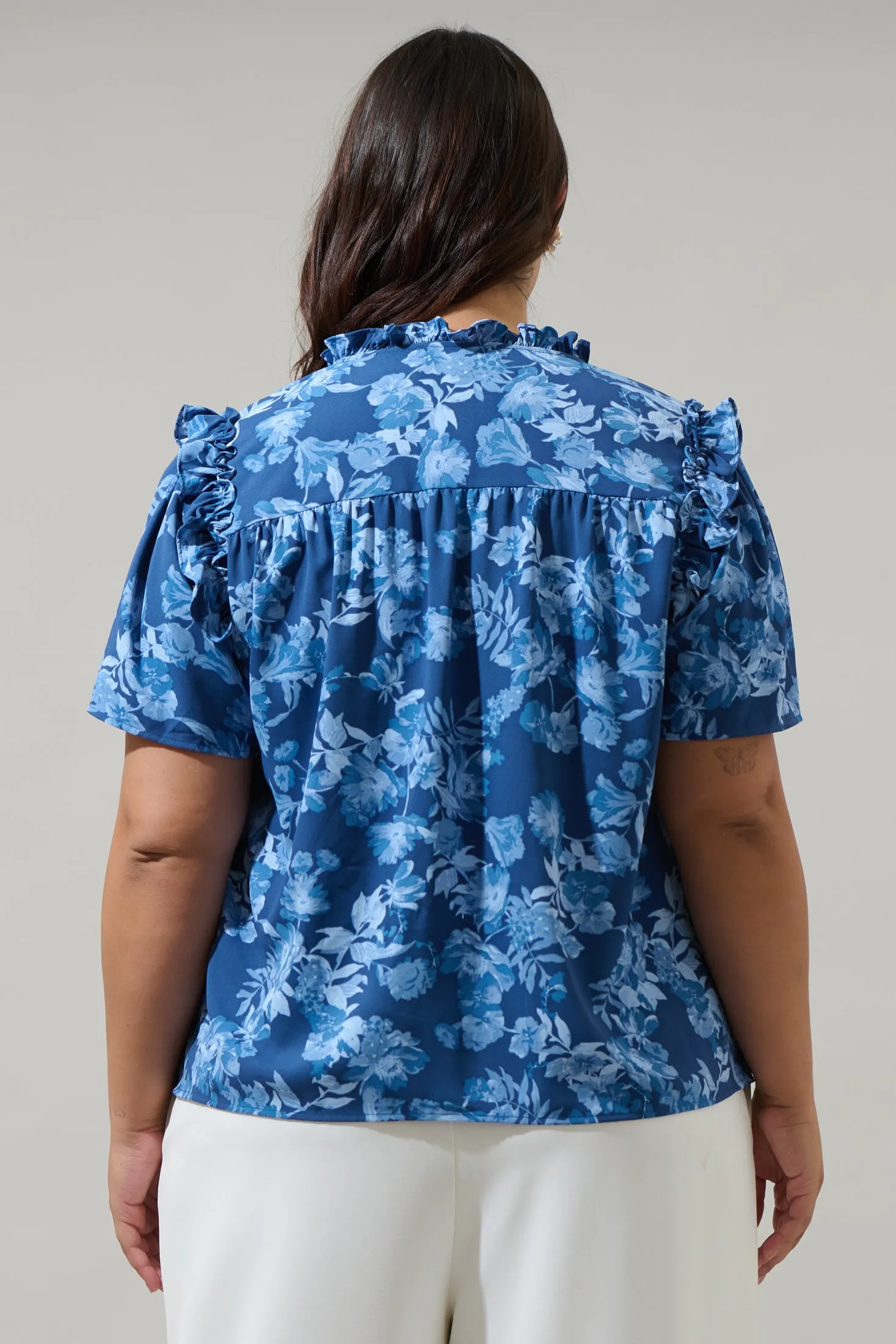 Bary Floral Danielle Ruffle Blouse Curve