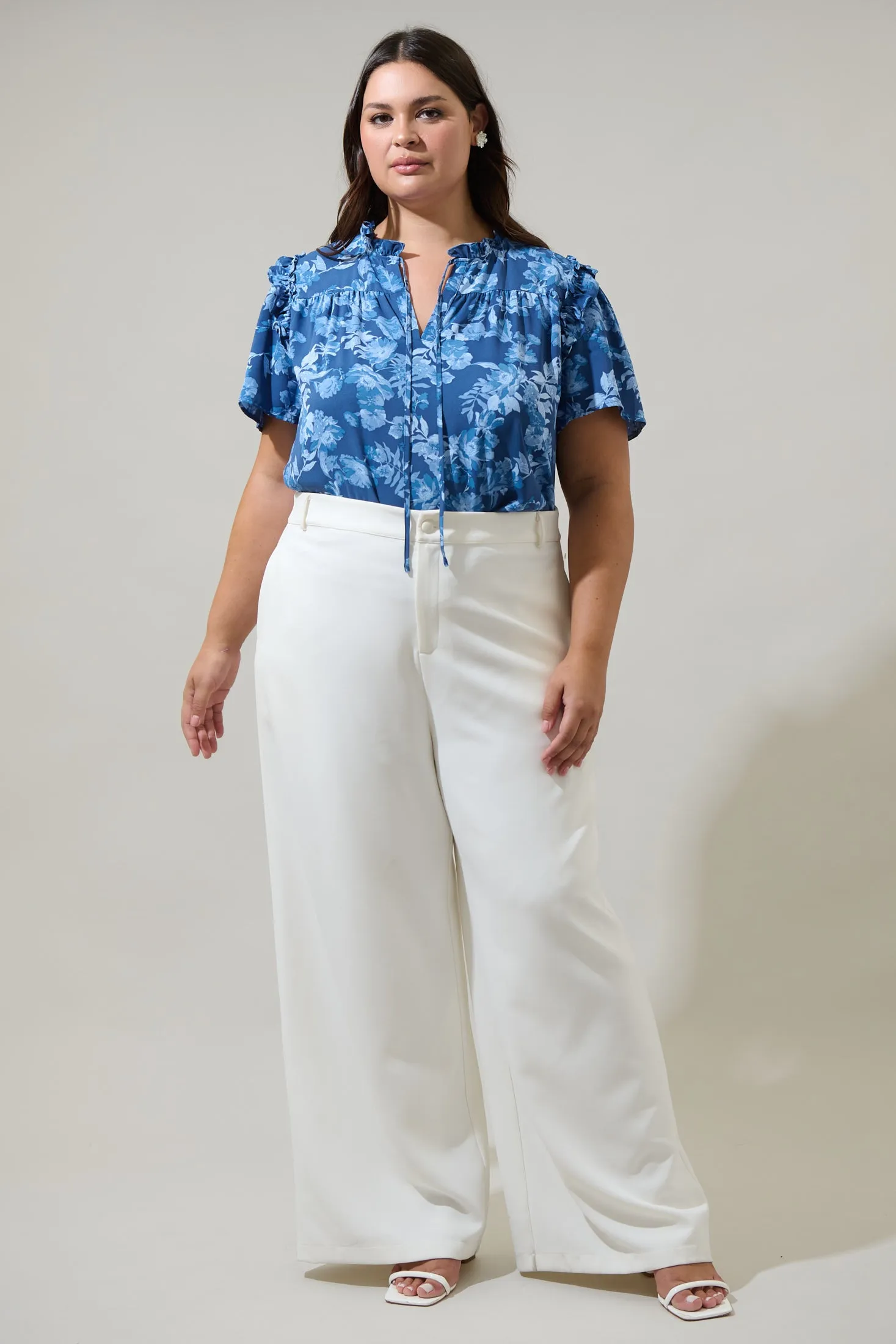 Bary Floral Danielle Ruffle Blouse Curve