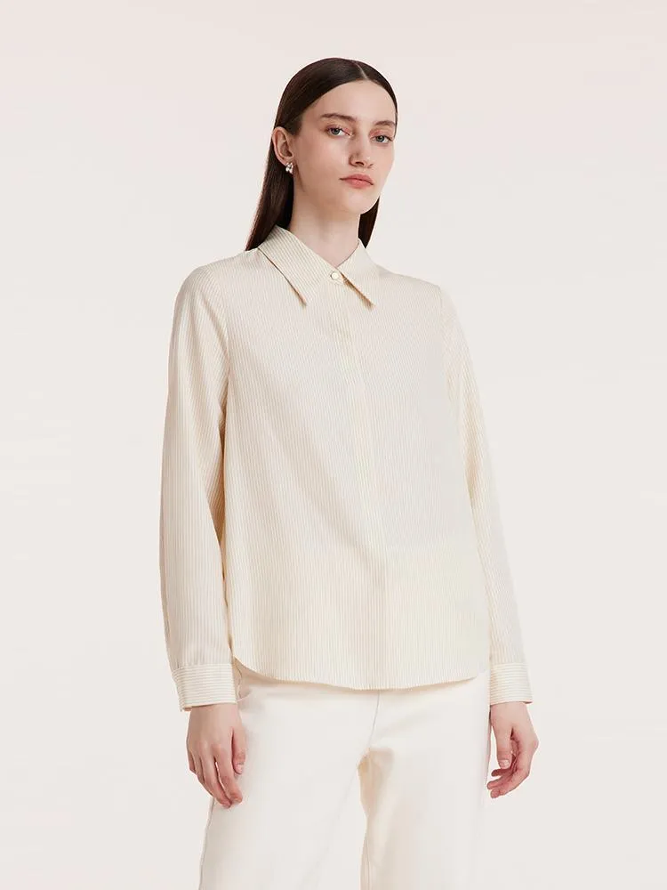 Beige Shirt And Knit Vest Two-Piece Set