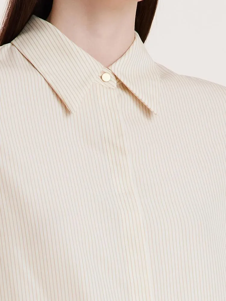 Beige Shirt And Knit Vest Two-Piece Set