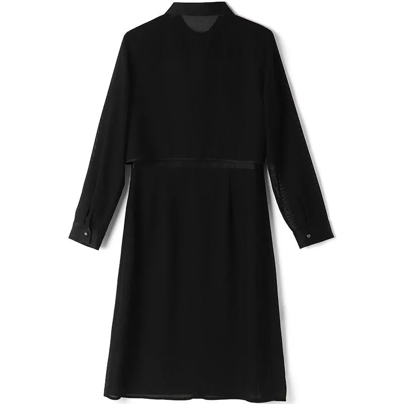 Black Triacetate Short Jacket & Tailored Vest Dress Two-Piece Set