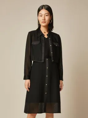 Black Triacetate Short Jacket & Tailored Vest Dress Two-Piece Set