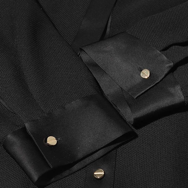 Black Triacetate Short Jacket & Tailored Vest Dress Two-Piece Set
