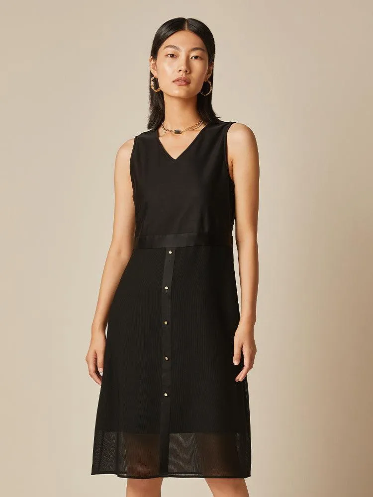 Black Triacetate Short Jacket & Tailored Vest Dress Two-Piece Set