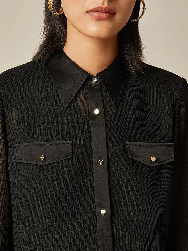 Black Triacetate Short Jacket & Tailored Vest Dress Two-Piece Set
