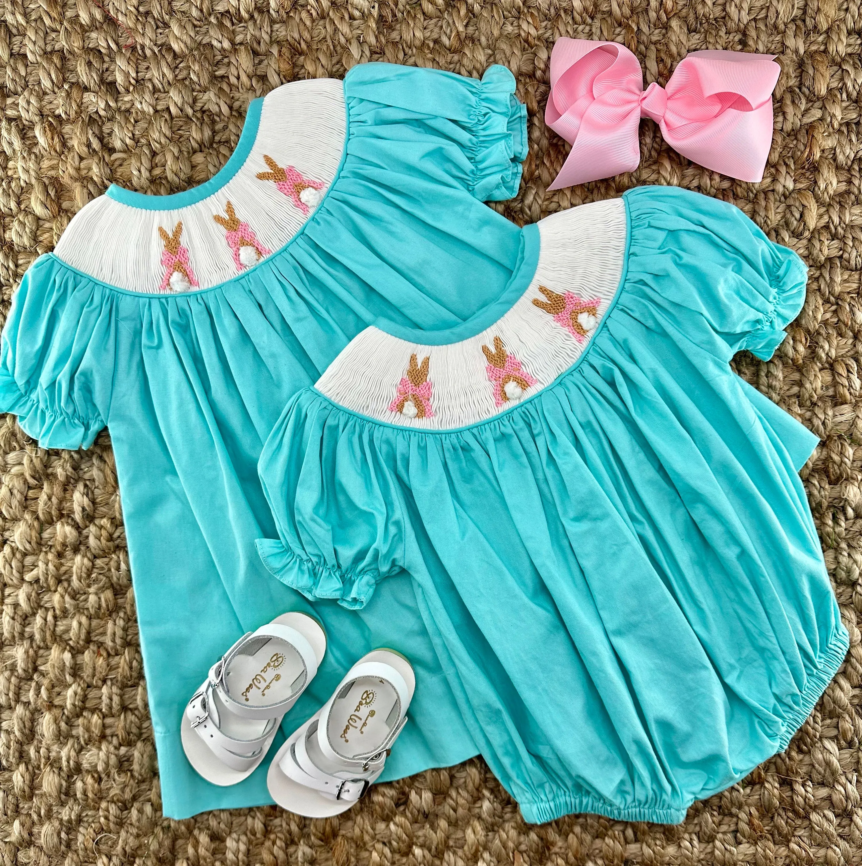 Bunny & Bow Romper in Mint