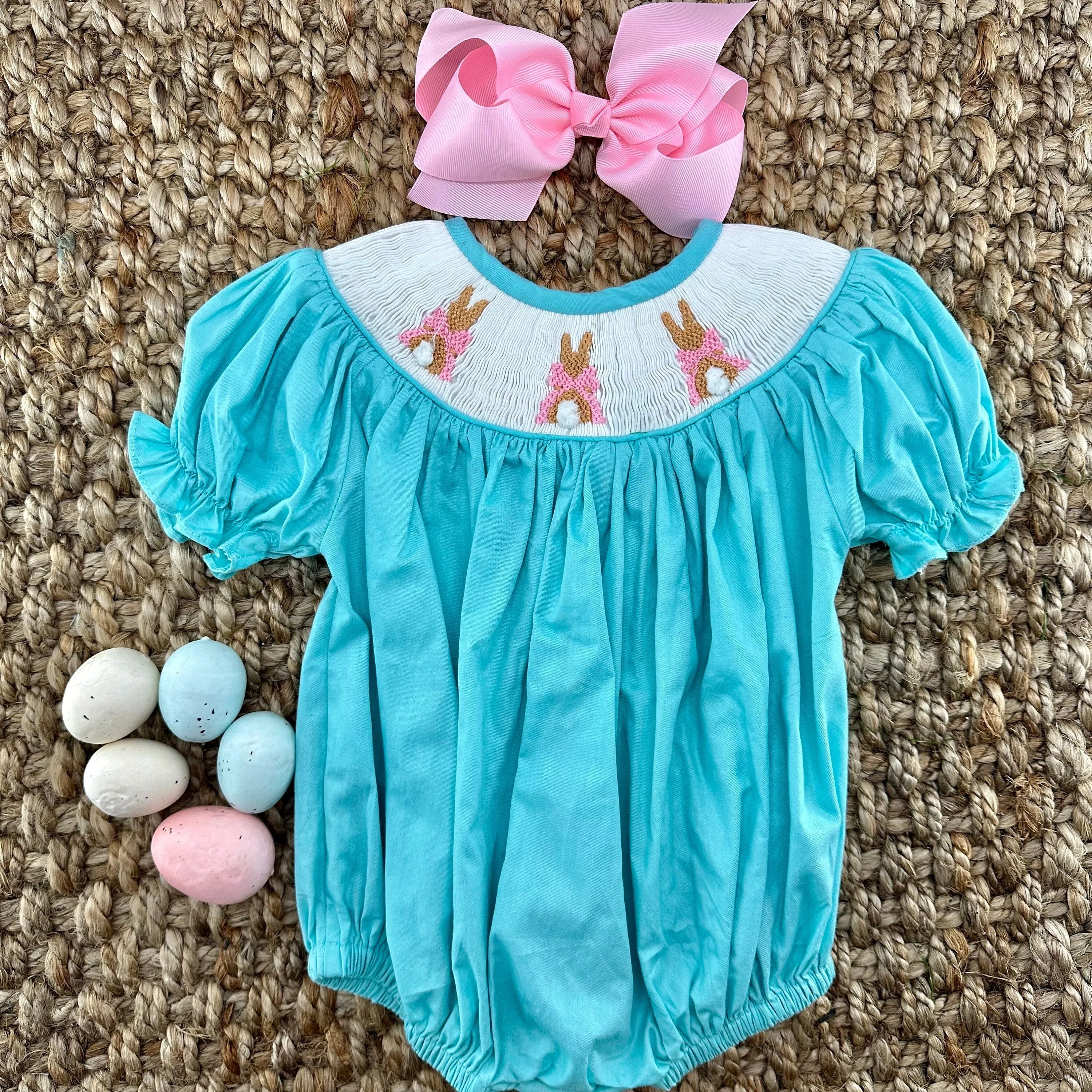 Bunny & Bow Romper in Mint