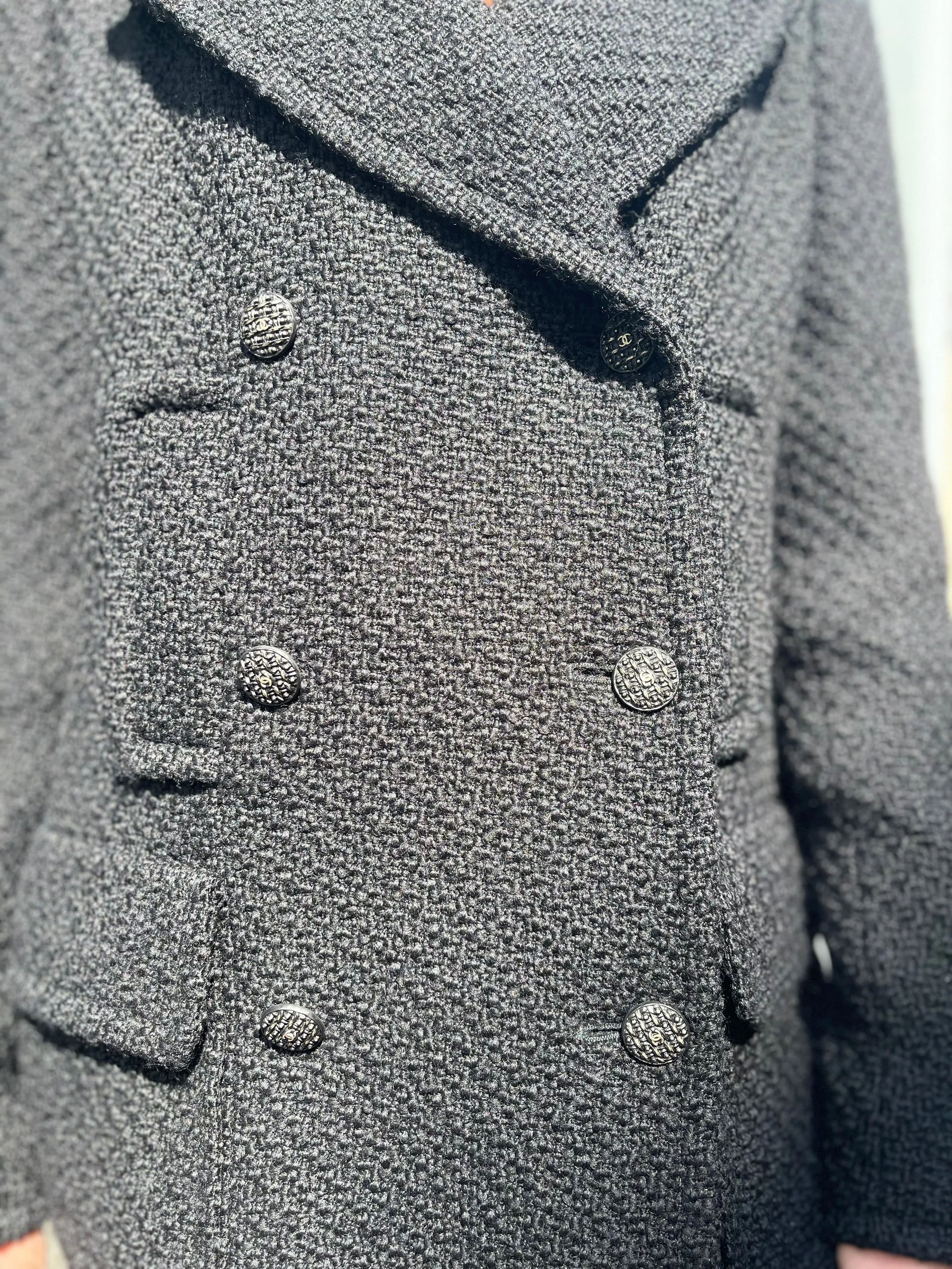Chanel Black Woven Wool Blazer - UK 12