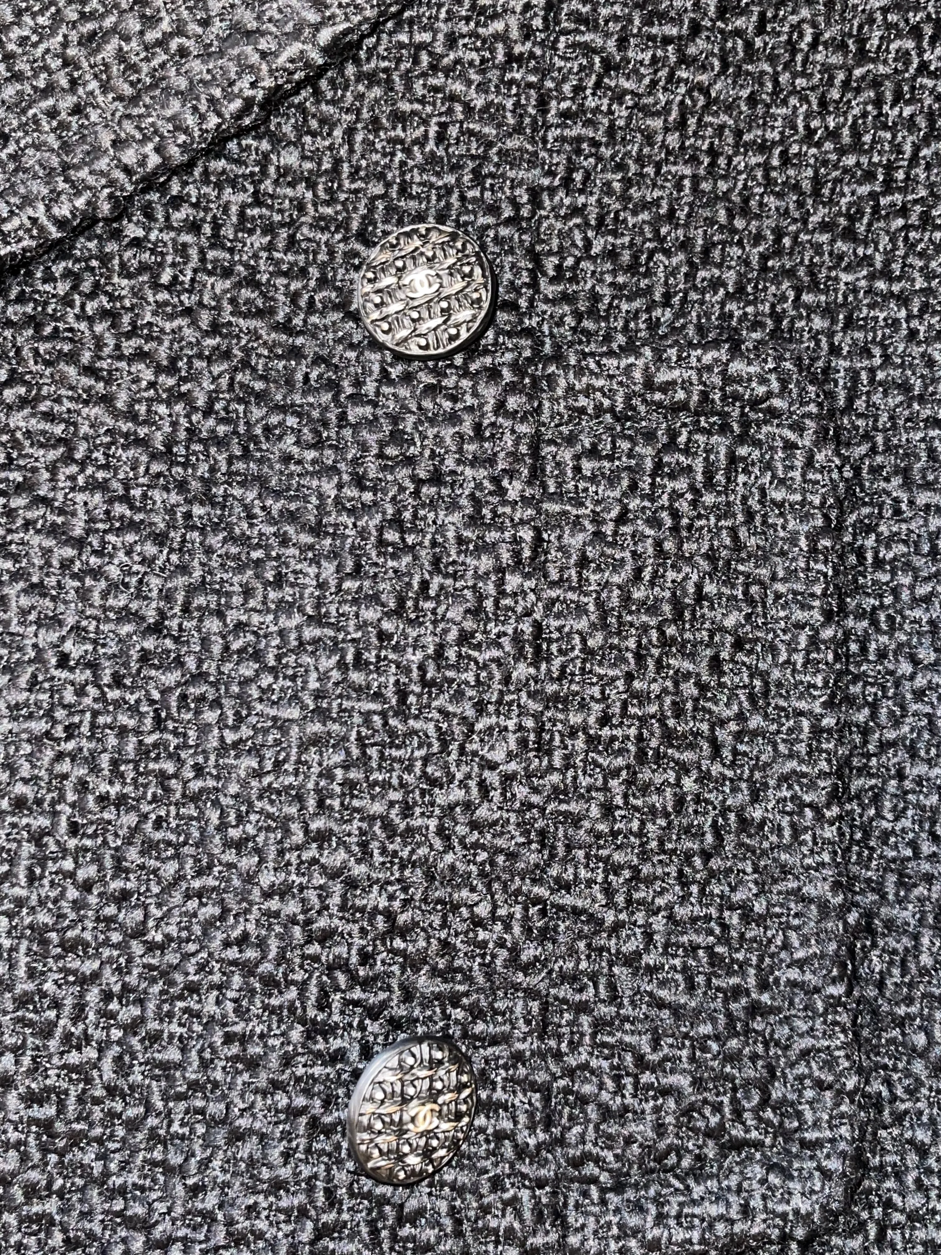 Chanel Black Woven Wool Blazer - UK 12