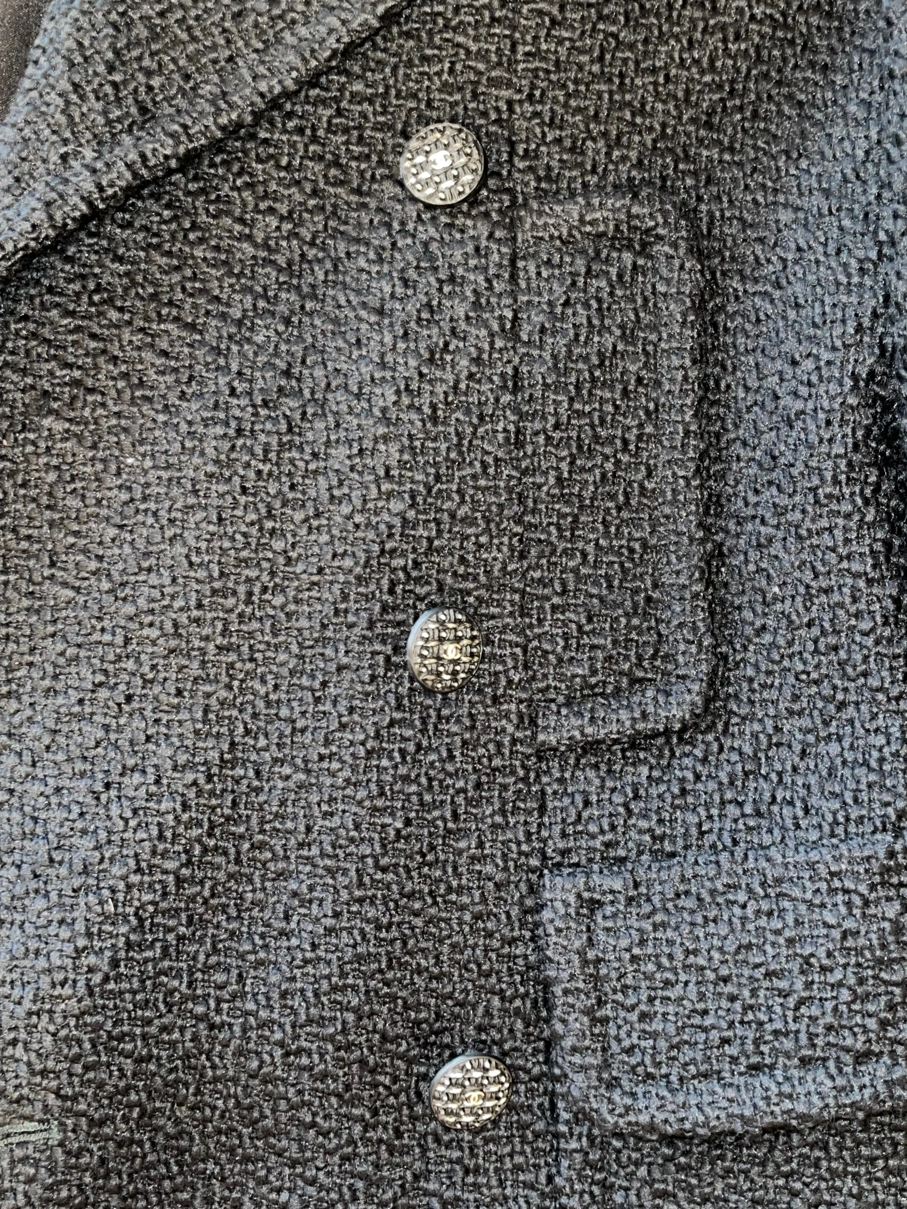 Chanel Black Woven Wool Blazer - UK 12