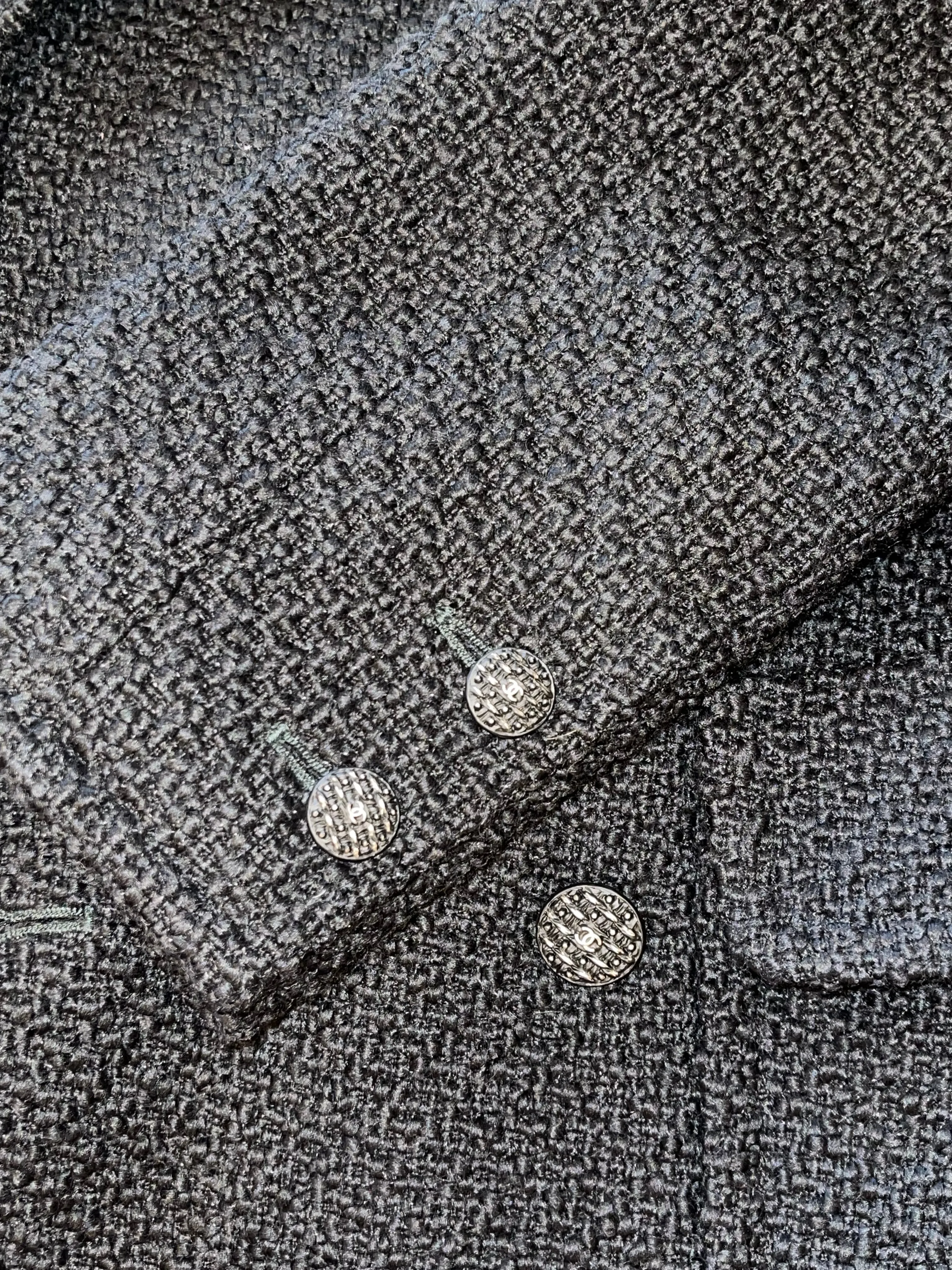 Chanel Black Woven Wool Blazer - UK 12