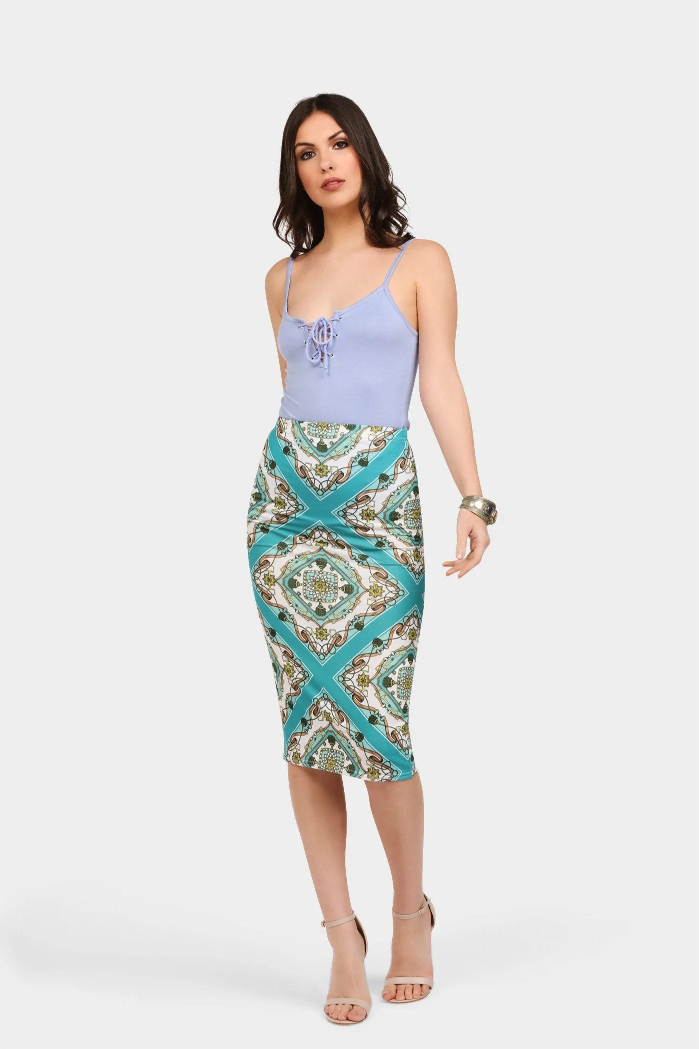 China-Blue Lace Up Cami Vest Top