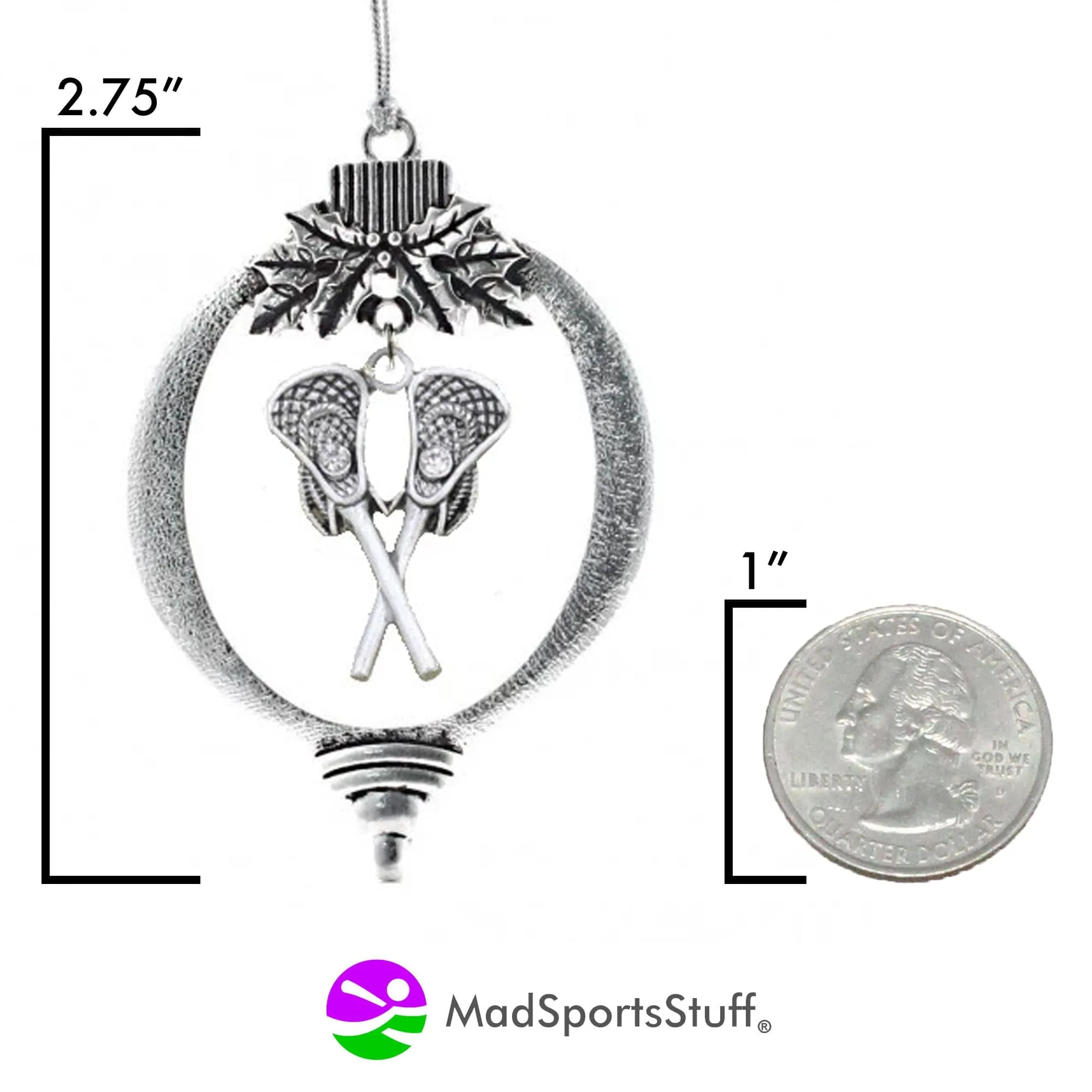 Christmas Lacrosse Ornament with Lacrosse Sticks