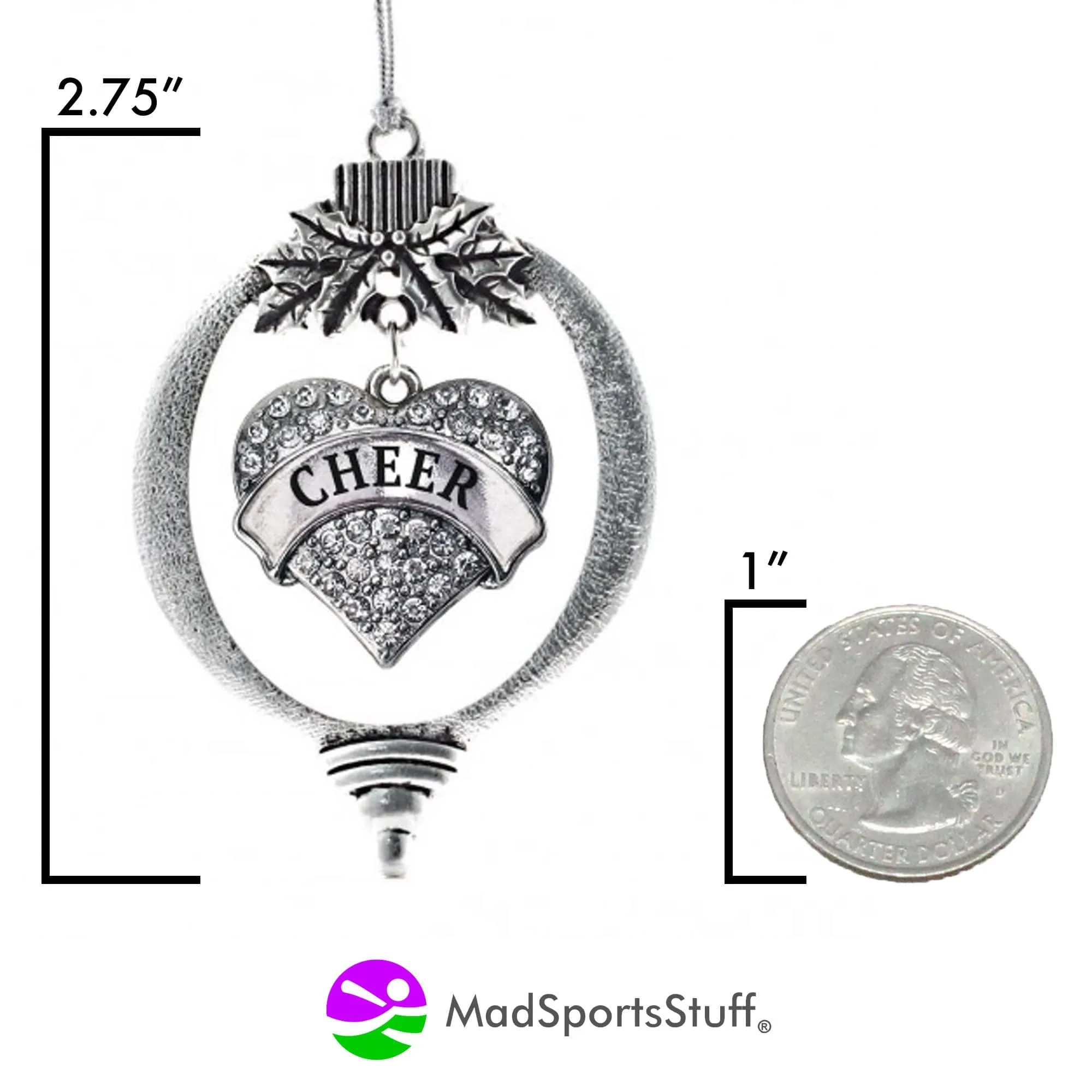 Christmas Ornament with Crystal Cheer Heart charm