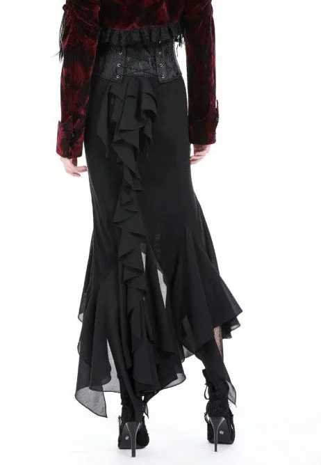Dark In Love - Black Mermaid Ruffle Slim Long - Skirt