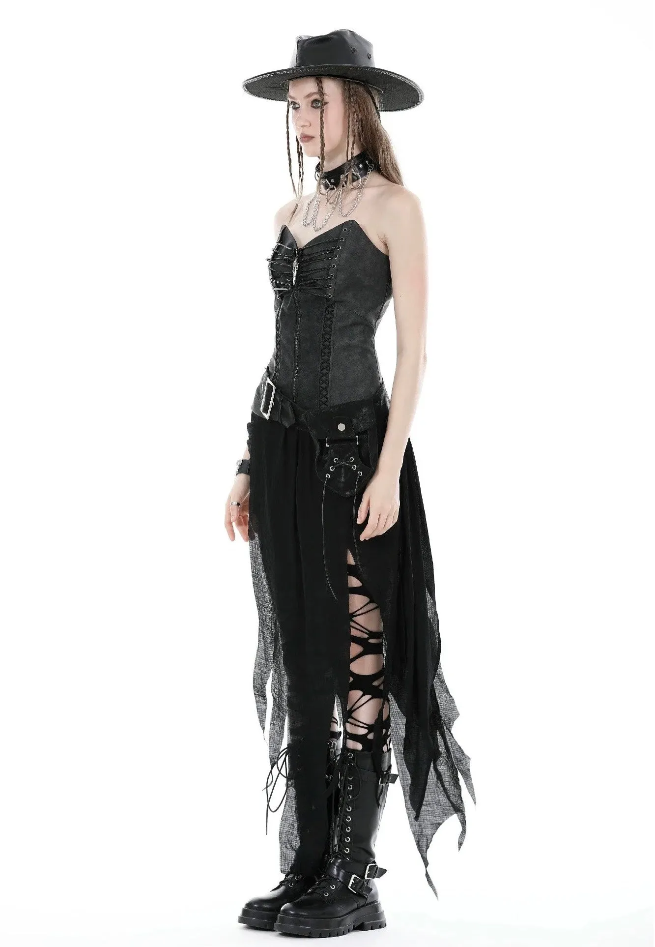 Dark In Love - Punk Decadent Irregular Black - Skirt