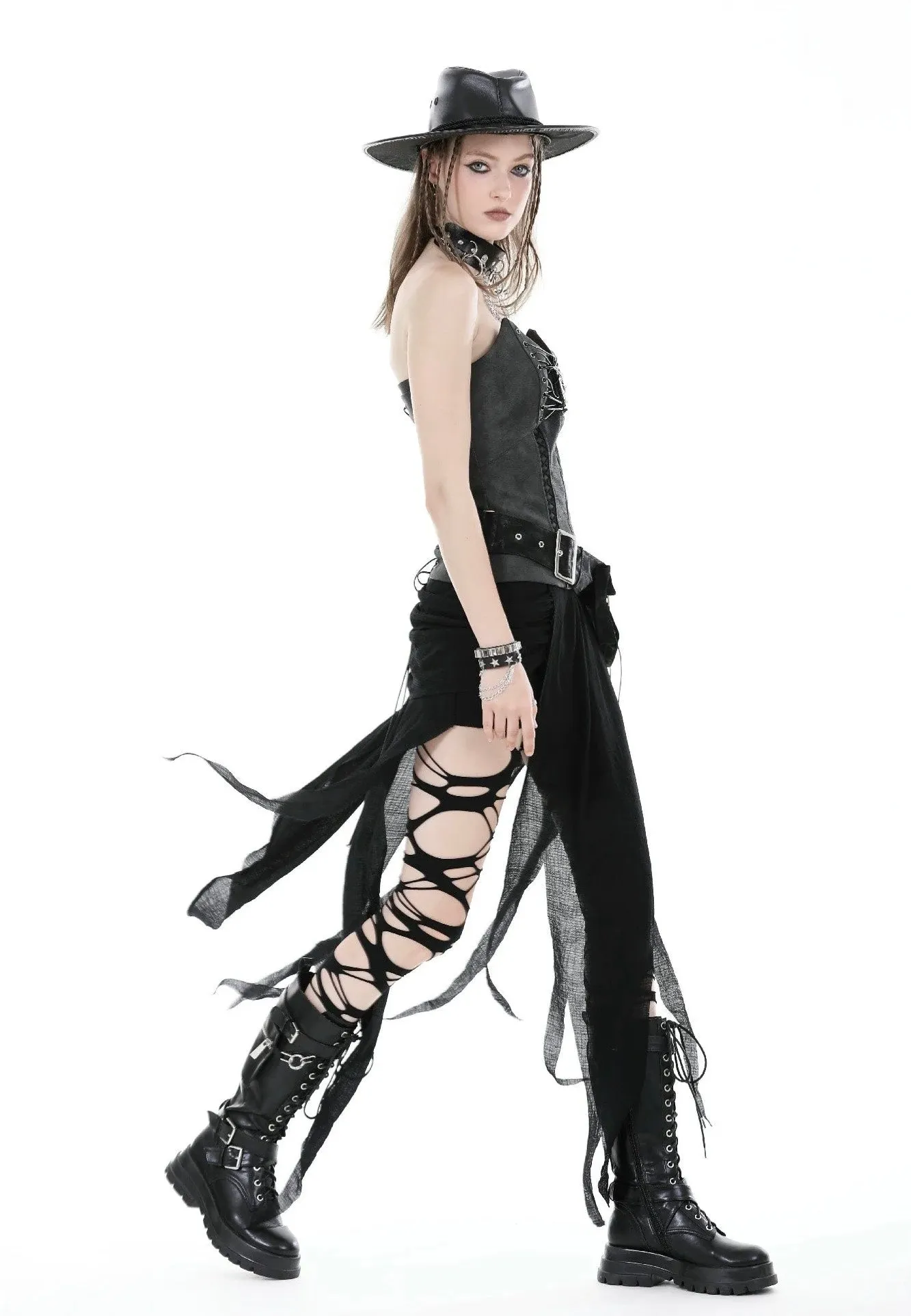 Dark In Love - Punk Decadent Irregular Black - Skirt