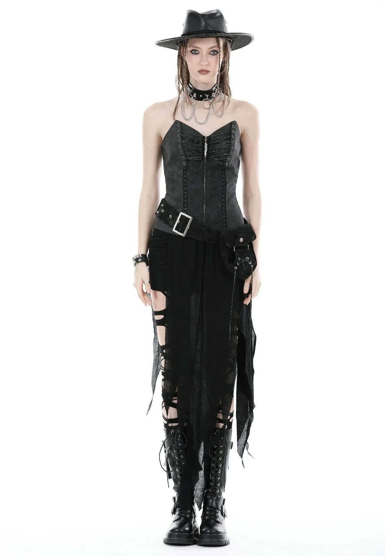 Dark In Love - Punk Decadent Irregular Black - Skirt