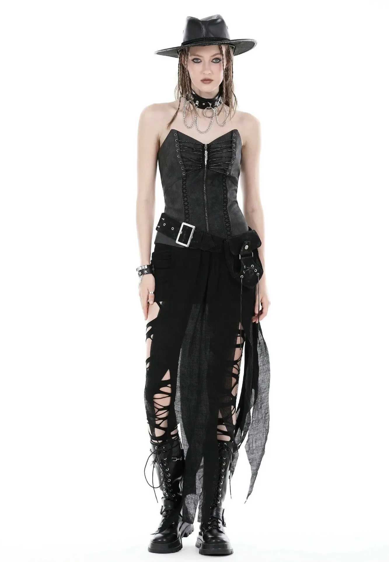 Dark In Love - Punk Decadent Irregular Black - Skirt