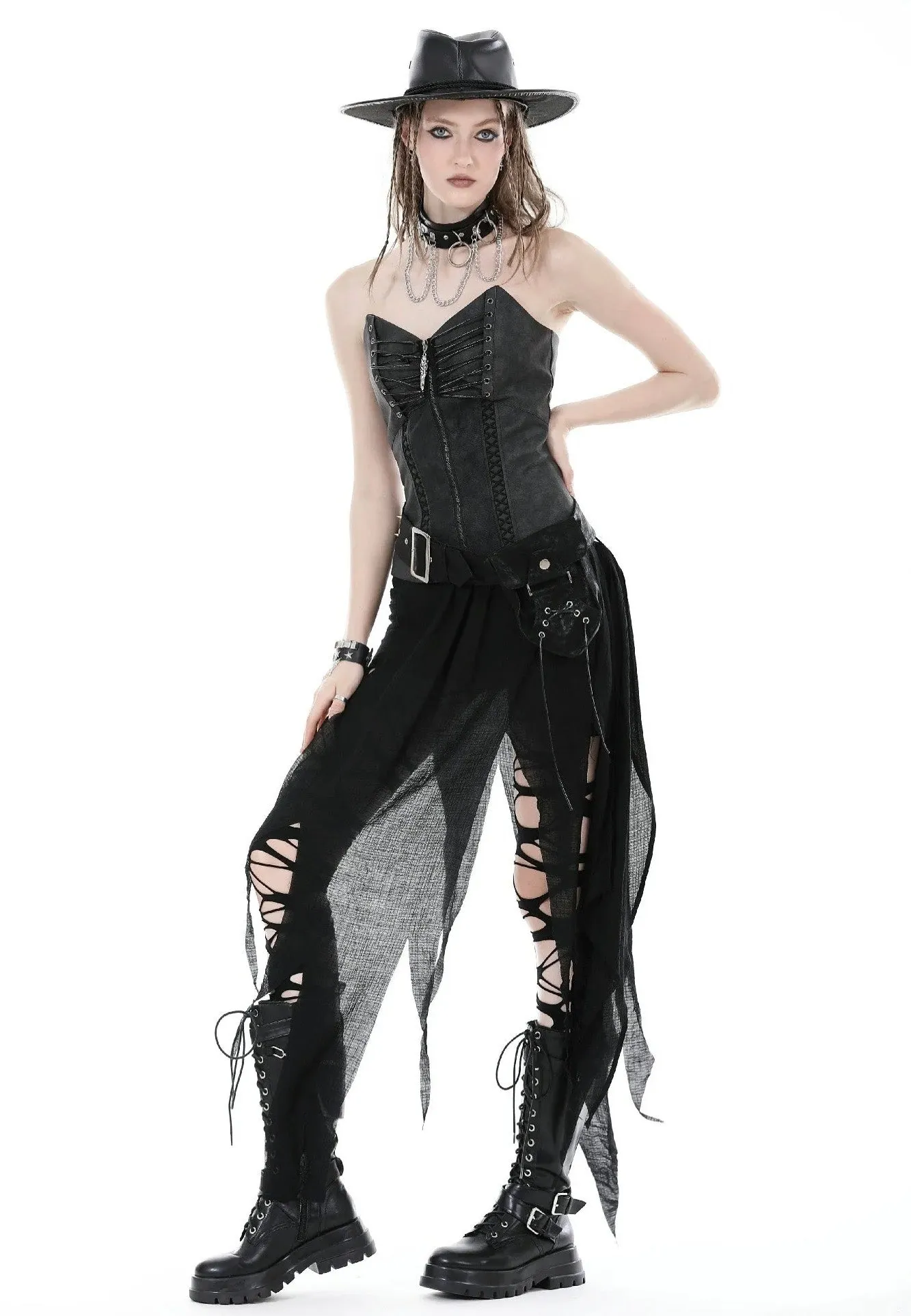 Dark In Love - Punk Decadent Irregular Black - Skirt