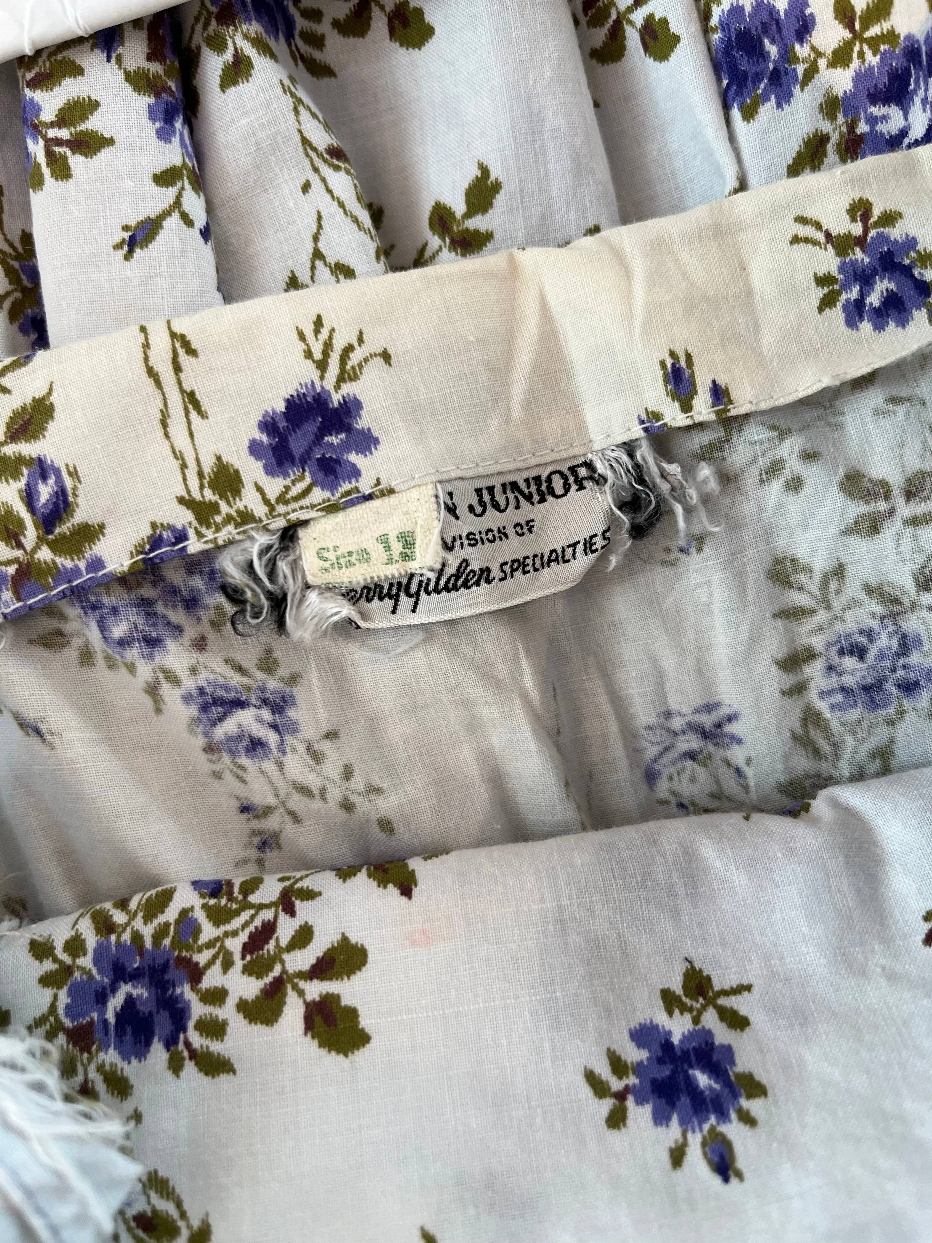 Darling 1950's Jerry Gilden Blue Violet English Rose Cotton Sundress / Sz SM